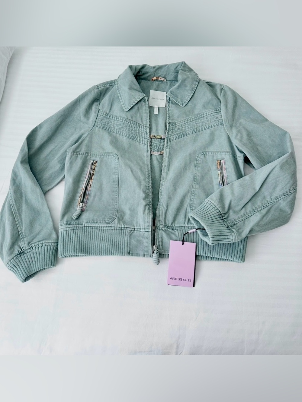 AVEC LES FILLES Washed Cotton Bomber Jacket